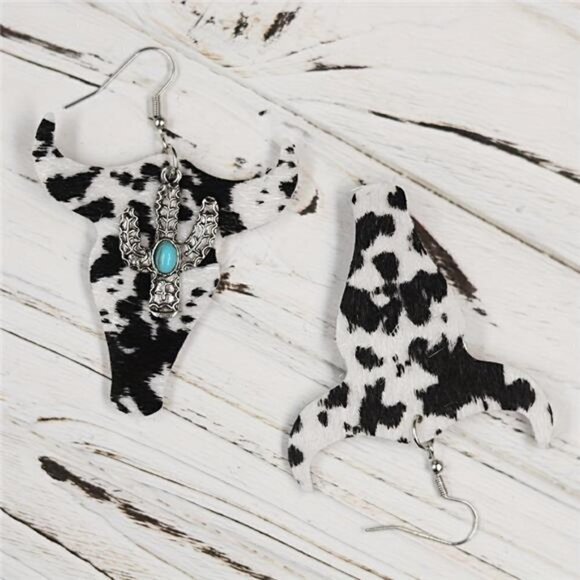 Southwest Cactus Turquoise Inlaid Earrings - Brand New - Picture 5 of 8